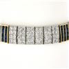 Image 3 : Antique French 18K Gold Plat 17.85 ctw Diamond & Sapphire Wide Statement Bracele