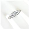 Image 3 : 14k White Gold 1.37 ctw Marquise Solitaire Baguette Round Diamond Engagement Rin
