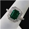 Image 2 : 3.47 ctw Emerald and 0.56 ctw Diamond 14K White Gold Ring