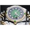 Image 9 : Rolex Mens 2 Tone Green Vignette Diamond Datejust Wristwatch 36MM