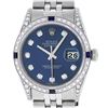 Image 1 : Rolex Mens 36MM Stainless Steel Blue Diamond And Sapphire Datejust