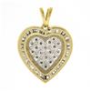Image 5 : 14k Yellow Gold 0.80 ctw Round & Baguette Diamond w/ Domed Center Heart Pendant