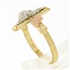 Image 7 : 14k Tri Color Gold Detailed Matte Finish Coin Edge Crucifix Cross Band Ring