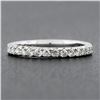 Image 4 : Vintage Platinum.35 ctw Round Prong Diamond Hand Engraved Stack Wedding Band Rin