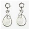 Image 6 : Elegant 18K White Gold Oval Pearl & 1.50 ctw Diamond Halo Teardrop Dangle Earrin