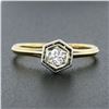 Image 2 : Antique 14k TT Gold 0.20 ctw European Diamond Hexagon Open Basket Engagement Rin