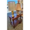 Image 2 : 506-- ANTIQUE ROLLING TEA CART WITH 2 LAMPS