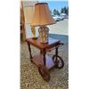 Image 3 : 506-- ANTIQUE ROLLING TEA CART WITH 2 LAMPS