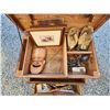 Image 3 : 510-- WOOD CHEST WITH RANDOM TOOLS AND ARTWORK