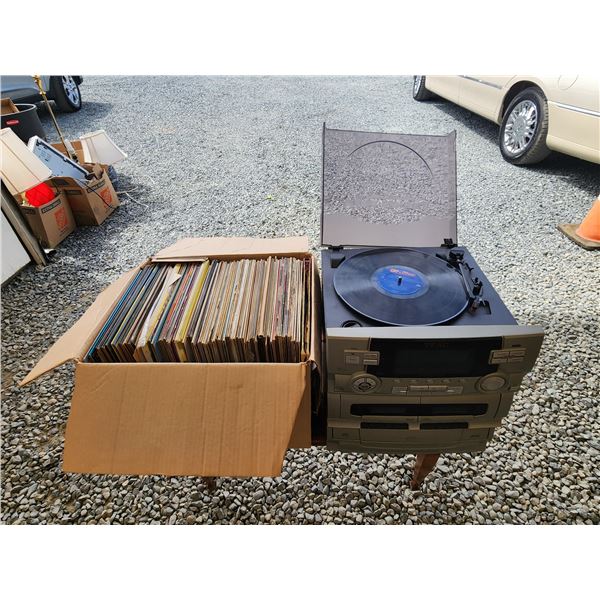 693 - TEAC Record Player, and box of Vinyl Records