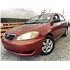 Image 1 : 0T --  2005 TOYOTA COROLLA CE RED 157329 KMS  "NO RESERVE"