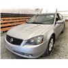 Image 3 : A12W --  2006 NISSAN ALTIMA 2.5 S "NO RESERVE" SILVER 269301 KMS