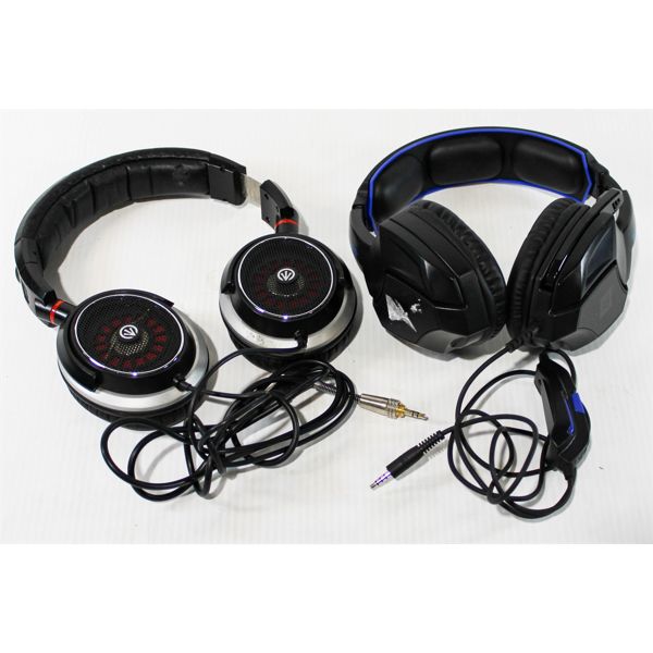 TWO CORDED HEAD PHONES