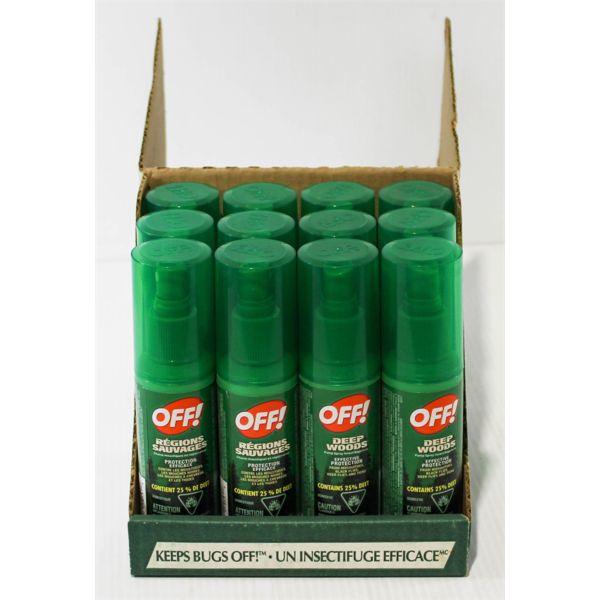 BOX OF 12 NEW AERSOL DEEP WOODS OFF 100ML PER