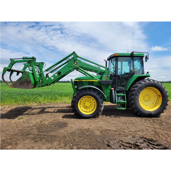 JD 7210 FWA Tractor, Approx. 95 HP, 4114 hrs, c/w 740 Loader & Grapple, 3pt hitch, PTO, 3hyds,