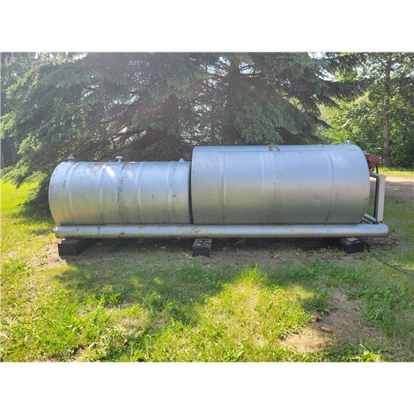 500-gal diesel fuel tank c/w fill-rite 110 elec. Pump c/w heavy duty steel skid c/w 300-gal diesel t