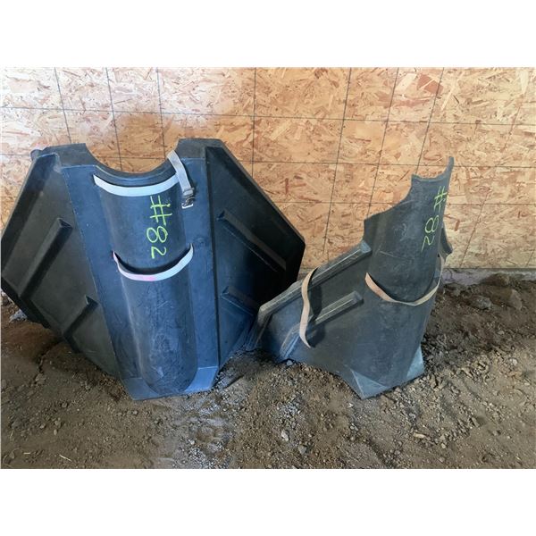 2- Black plastic grain hoppers