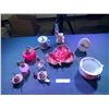 Image 1 : Plume & Atwood Cranberry Glass Oil Lantern Base, Pink+Red & Gold Oil Lantern Bases, Mini Pot Belly S