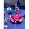 Image 4 : Plume & Atwood Cranberry Glass Oil Lantern Base, Pink+Red & Gold Oil Lantern Bases, Mini Pot Belly S