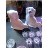 Image 4 : Lg Ceramic Dogs, Pink Hand-blown Glass Pitcher, Tealight Holders, Taper Candle Holder, Bowl, Grape M