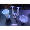 Image 1 : Milk Glass Vase, 3 Bud Vases & Bowl