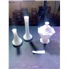 Image 1 : Pair of Milk Glass Bud Vases & Beautiful Panelled Pedestal Compote