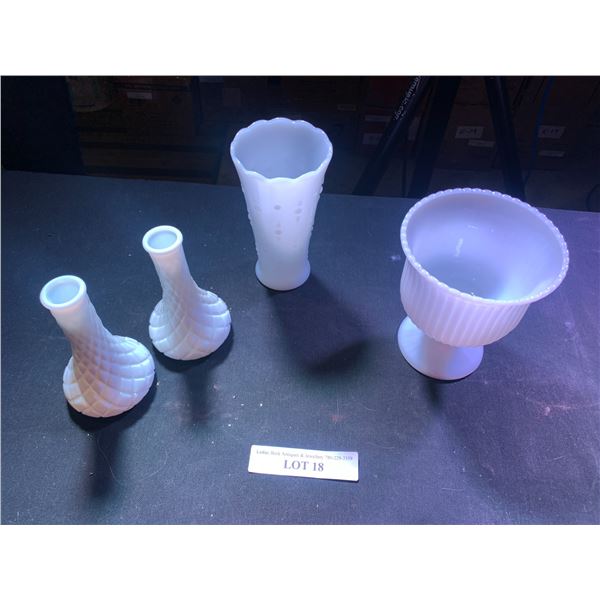 Two Bud Vases, Footed Bowl & Vase