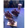 Image 3 : Brass Candle Holders, Brass Ships, Rodeo Rider Book Ends, Decorative Horse, Brass Lantern & Mini Rem