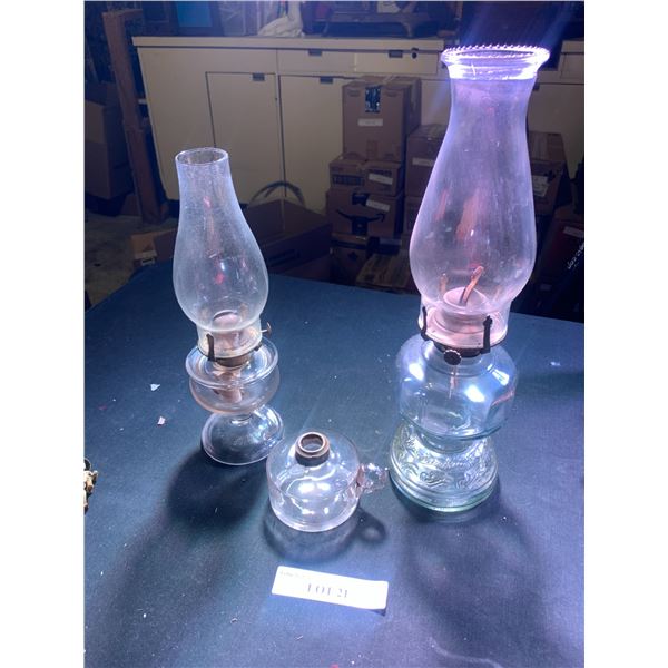 Three Lovely Glass Kerosene Lanterns