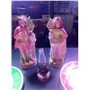 Image 2 : Imperial, Alpine & Empire Plates Lg Pink Figurines, Mini Floral Oil Lamp