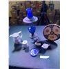 Image 1 : Blue Oil Lamp, Blue & White Dishes, Decorative Plate