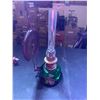 Image 2 : Kosmos Brenner Emerald Green Kerosene Lamp w Brass Reflector, Uranium Glass Bowl, Abalone Shell, Bro