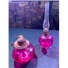 Image 3 : Fenton Coin Dot & Cranberry Coloured Kerosene Lamps