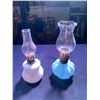 Image 3 : Milk Glass, Blue & Clear Glass Oil Lanterns