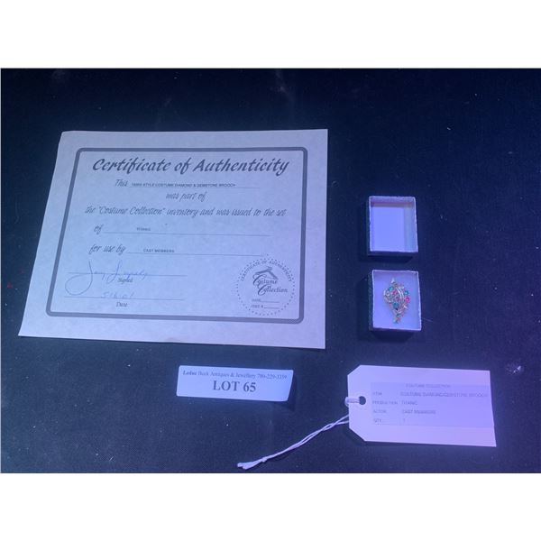 Beautiful 1900's Style Costume Jewellery Diamond & Gemstone Brooch from the Titanic Movie w Certific