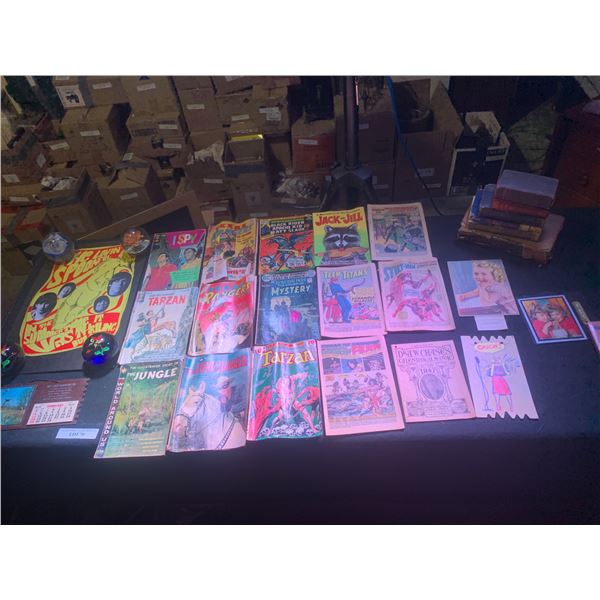 The Loving Spoonful Poster, Asst Books incl Complete Works of Robert Burns & Variety of Comics incl 