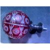 Image 2 : Large Cranberry Colour Crystal Finials & Vintage Sliding Tin
