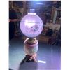 Image 2 : Brass & Glass Oil Lantern w Floral Globe Shade