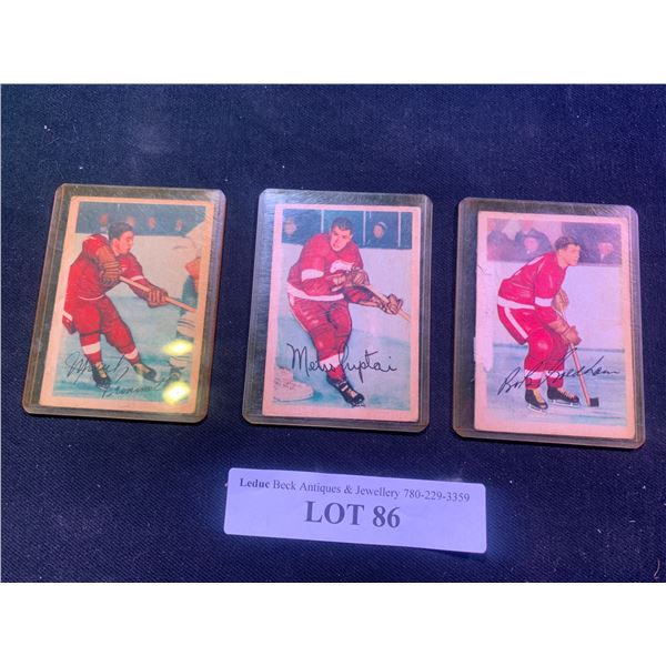 Marcel Pronovost 41, Metro Prystai 42 & Bob Goldham 49 Detroit Red Wings Vintage Hockey Cards