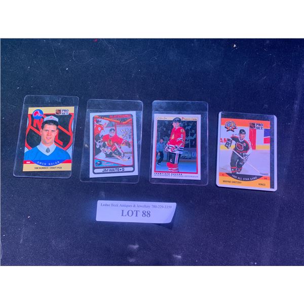 Wayne Gretzky NHL Pro Set 99 Kings, NHL Pro Set Owen Nolan 401 Quebec Nordiques, Jim Waite.G Top Pro