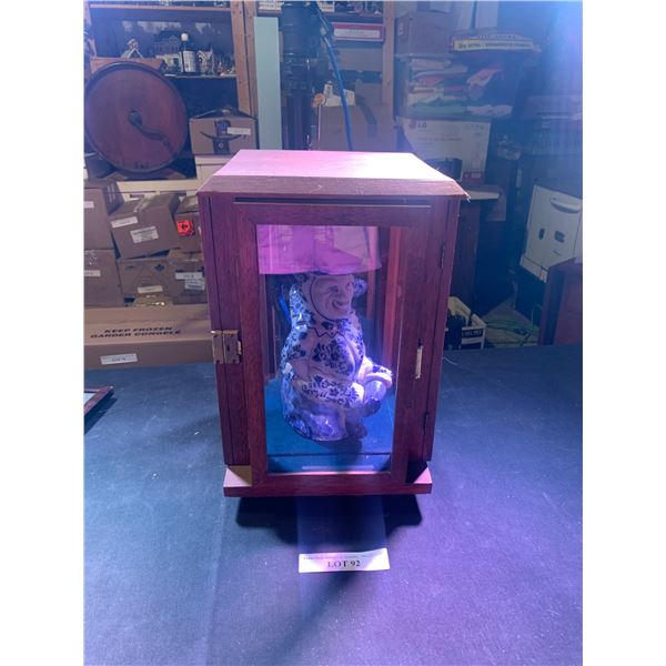 Stunning Delft Pitcher & Velvet Lined Wood & Glass Box