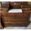 Image 4 : Beautiful Antique 3 Drawer Dresser w Marble Top & Ornate Mirror