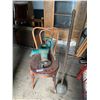 Image 1 : Monarch Machinery Cast Iron Water Pump, Wood Chair & Antique Hand Washer Plunger