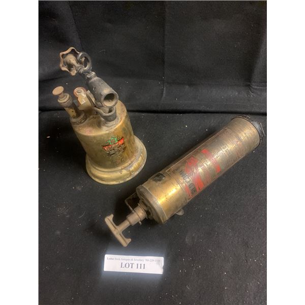 Red Comet Fire Extinguisher & Coleman Brass Blow Torch,