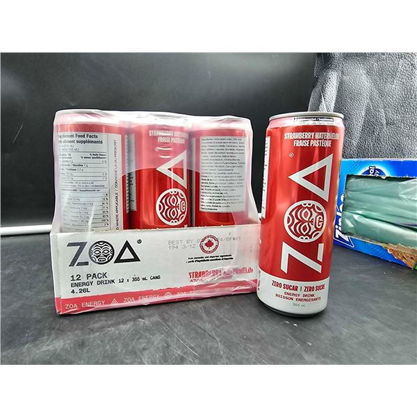 Zoa Zero Sugar Strawberry Watermelon Energy Drink (12 x 355ml)