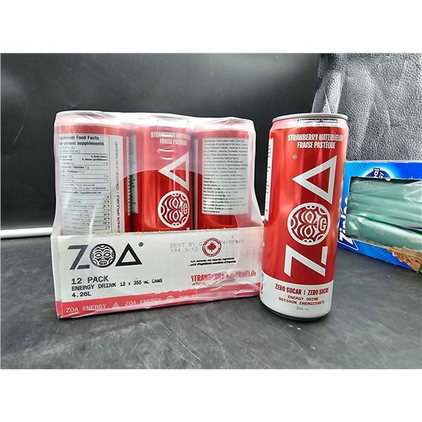 Zoa Zero Sugar Strawberry Watermelon Energy Drink (12 x 355ml)