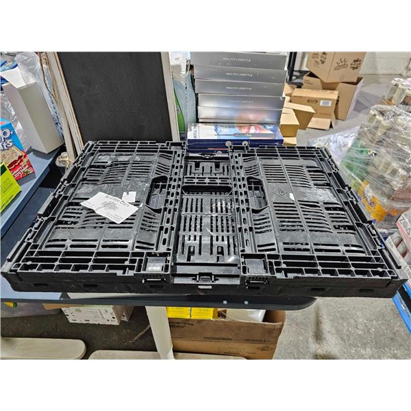 Collapsible Plastic Tote, 24x6x10" - Black - 1 Per Lot