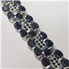 Image 2 : Silver Natural Sapphire(40ct) Bracelet (~length 7" inches) (~weight 31.8g), Appraised Retail $1880