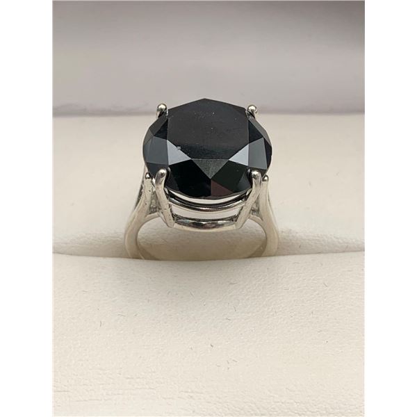 Black Diamond round Cut 15.30 Carat Solitaire Ring set in .925 Silver APPRAISED $11,010.00 REPLACEME