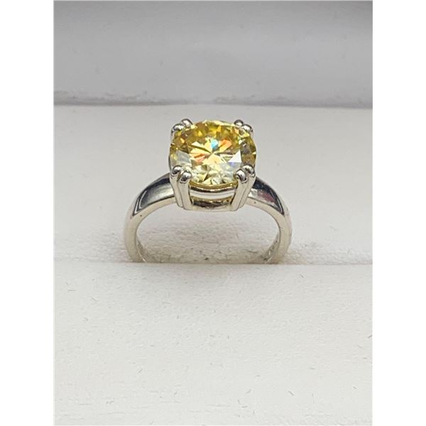 4.00 CT GRA CERTIFIED MOISSANITE VVS LEMON YELLOW SET IN A STERLING SILVER IN A 8 CLAW HEAD RETAIL V